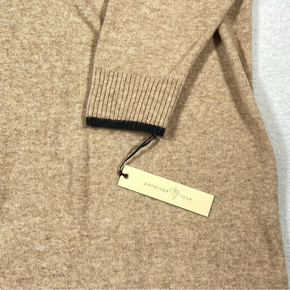 Penelope Rose Midi Knit Sweater Dress Women's 2X Tan & Black Trim Crew Neck NWT - Picture 7 of 13